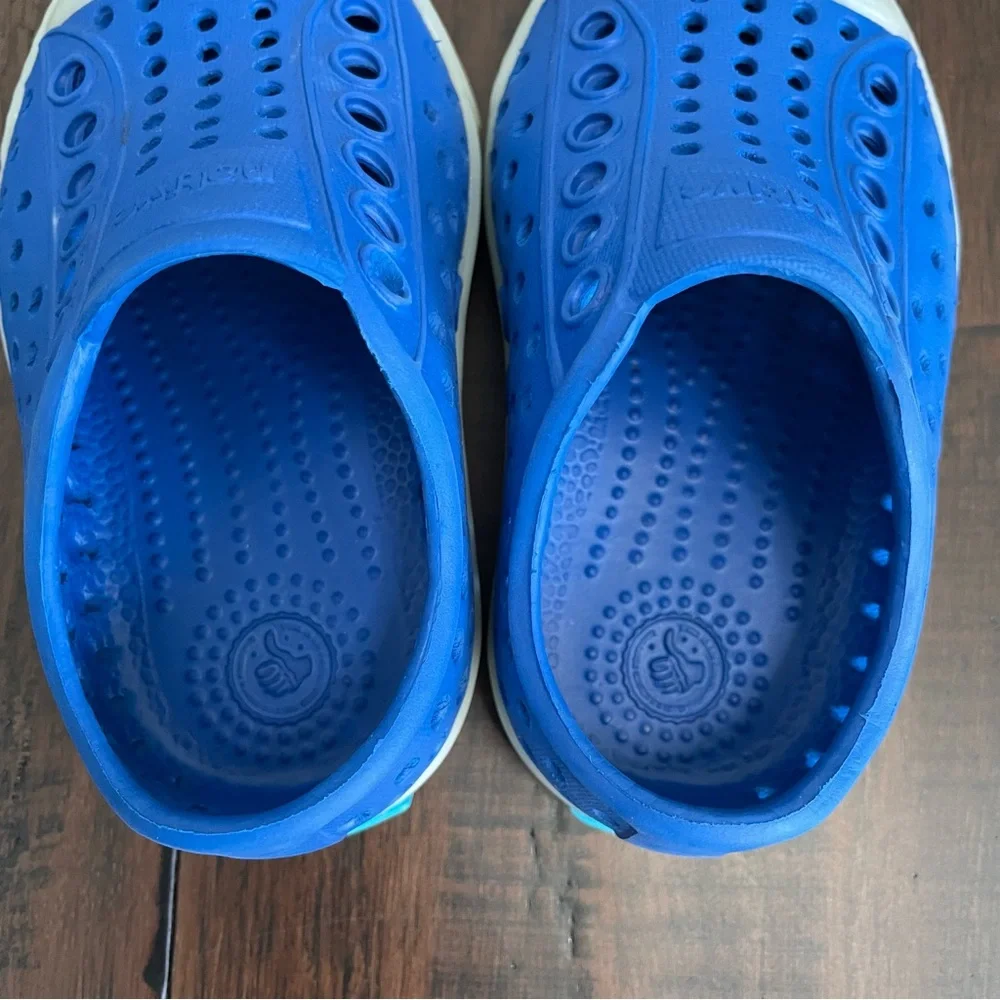 Native Jefferson Style Blue Glow in the Dark Slip On Toddler Shoes
